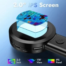 Microscopio digital de mano 100X Lupa para monedas Pantalla IPS de 2 pulgadas Lente de cámara Luz LED de doble color Producto para leer, investigar y probar en ciencia Compatible con Windows - 100X - Ver 3