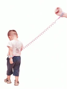 1 pieza Cuerda retráctil con llave y cerradura para evitar que los bebés/niños pequeños se pierdan, cuerda de tracción con cordón de identificación - Rosa - Ver 4