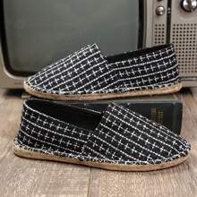 Men & Women's Hemp Rope Sole Canvas Slip-On Casual Shoes, Woven Breathable Flat Loafers, Durable Non-Slip Summer Beach Espadrilles, Handmade Fisherman Shoes, Black, White, Brown - Gold - View 10