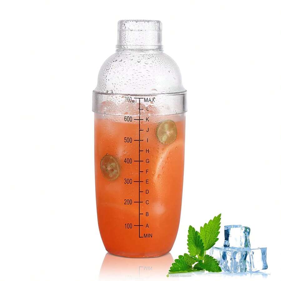 1pc 700ml Cocktail Shaker With Scale Markings, Built-In Strainer Mixing Bottle, Drink Stirrer With Filter, Summer Beverage Accessory, Suitable For Commercial Use In Bars And Bubble Tea Shops
