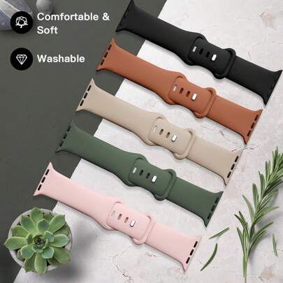 5 Packs Silicone Sport Straps Compatible With Watch Band 38mm 40mm 41mm 42mm 44mm 45mm 46mm 49mm For Women Men, Soft Waterproof Wristbands For Watch Series 10 9 Ultra 8 SE 7 6 5 4 3