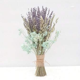 Lavender Dried Flowers Bouquet Mixed With Blue Butterfly Pea Flower, Pollen & Oats, Used As Decorative Items After Secondary Processing
