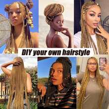 DZfirst Ombre Yellow Multiple Packaging 30 Inch Pre Stretched Braiding Hair Extensions Long Synthetic Braiding Hair Extensions For Women Girls - Multicolor - View 8