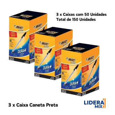 Kit Canetas Bic Média 1,0mm 3 Caixas - 150 Unidades