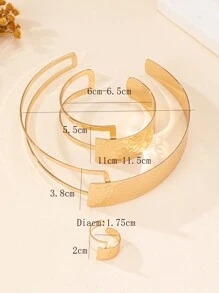3 chiếc Vòng cổ cổ áo bằng hợp kim Bohemian, Bộ vòng tay và nhẫn cho nữ, đeo hàng ngày - Vàng - Xem 11