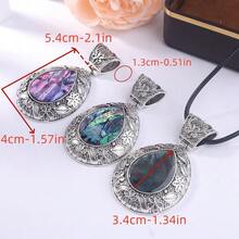 1 mặt dây chuyền hình giọt nước chất lượng cao với hoa văn cổ điển bào ngư tự nhiên ba màu dành cho phụ kiện trưởng thành và độc đoán của nam giới, thích hợp để đeo hàng ngày, trang sức đa năng và thời trang - giọt nước - Xem 2