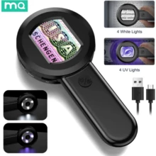 Microscopio digital de mano 100X Lupa para monedas Pantalla IPS de 2 pulgadas Lente de cámara Luz LED de doble color Producto para leer, investigar y probar en ciencia Compatible con Windows - 100X - Ver 2