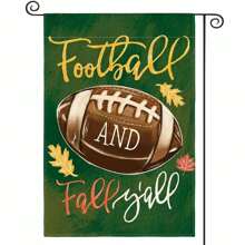 Bóng đá và mùa thu Lá cờ vườn Y'all 12x18 inch hai mặt, mùa thu mùa thu Sân nghỉ lễ mộc mạc Trang trí ngoài trời - Màu be - Xem 1