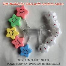1 pieza Luces de hadas de LED con forma de estrella, luz de cadena con forma de estrella y nube, para decoración de habitación de bebé, fiesta de cumpleaños, vacaciones, jardín, campamento, interior, boda, hogar, habitación - Alimentado por caja de pilas (SIN PILAS) Decoración de la habitación del bebé, decoración de la guardería, regalos de decoración familiar para baby shower - Multicolor - Ver 4