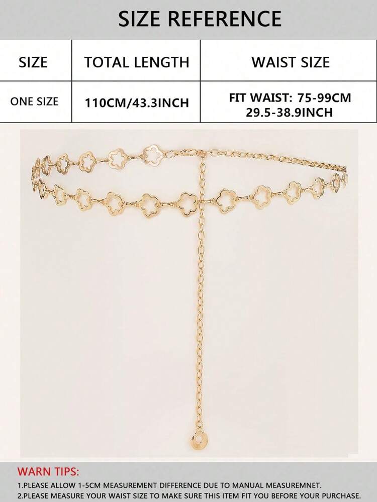 Flower Design Chain Belt Western Cowgirl Dress Belt Street Halloween Summer, School Fall, Autumn, Halloween
