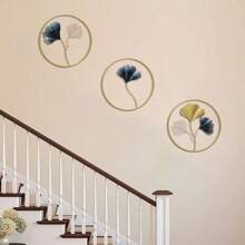 3pcs/Set Ginkgo Leaf Decor Wall Hanging, Modern Stylish Indoor Home Living Room Bedroom Metal Wall Decor Gifts Birthday Graduation E-I-D