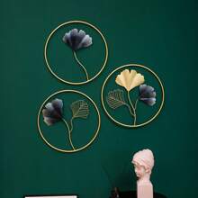 3pcs/Set Ginkgo Leaf Decor Wall Hanging, Modern Stylish Indoor Home Living Room Bedroom Metal Wall Decor Gifts Birthday Graduation E-I-D