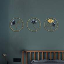 3pcs/Set Ginkgo Leaf Decor Wall Hanging, Modern Stylish Indoor Home Living Room Bedroom Metal Wall Decor Gifts Birthday Graduation E-I-D