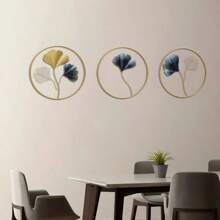 3pcs/Set Ginkgo Leaf Decor Wall Hanging, Modern Stylish Indoor Home Living Room Bedroom Metal Wall Decor Gifts Birthday Graduation E-I-D