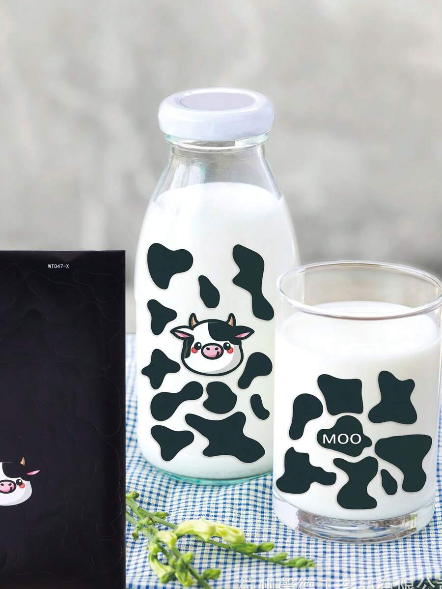 150 piezas de etiquetas adhesivas decorativas con diseño de manchas de vaca y MOO impreso