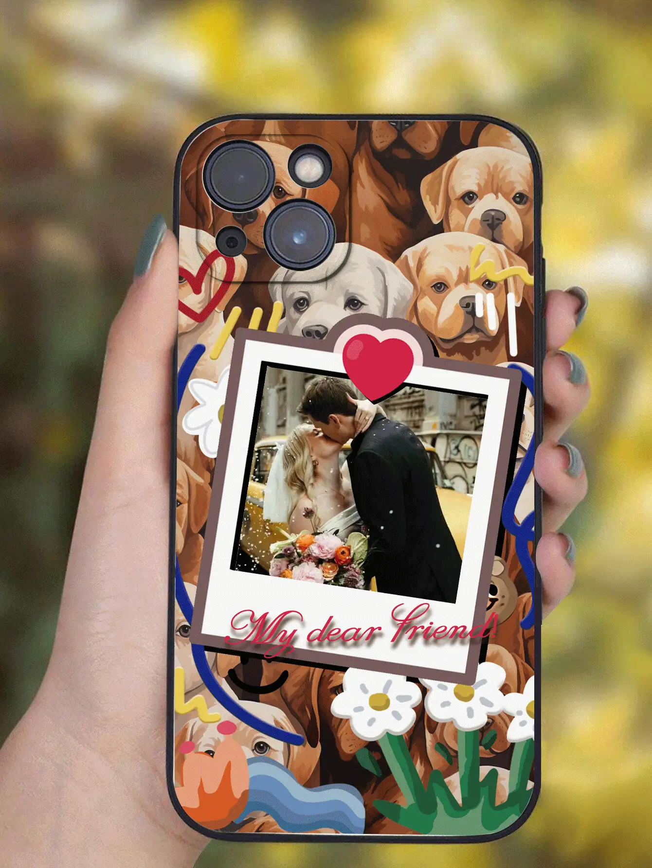 1pc Customized Heart & Butterfly Pattern Full Coverage Silicone Camera Lens Protection Phone Case, Compatible With Apple IPhone 16, 15, 14, 13, 12, 11 Pro Max - Black - View 2
