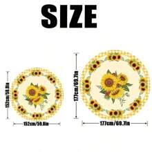 1pc Sunflower Oil Painting Printed Tablecloth, Suitable For Patio Dining, Multipurpose Use As  Or Curtain Decoration
