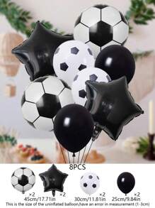 8pcs Soccer Themed Balloon, 18-Inch Soccer Shaped Foil Balloon & 12-Inch Soccer Printed Latex Balloon, Ideal For Sports & Birthday Party Decorations, - Multicolor - View 10