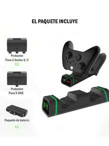 Base Cargador Doble De Controles Con 2 Baterías y 4 Tapas Para Consola One/Series X|S - Negro - Ver 3
