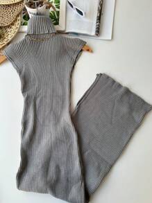 Women Sweater Dresses - 灰色 - 查看 2