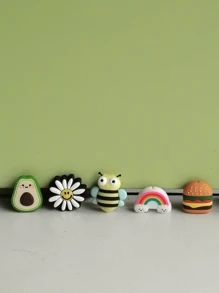 5pcs Cartoon Flower, Bee, Avocado Charging Cable Protector Compatible With IPhone, Android, Data Cable, USB, Bluetooth Earphone Charging Line Anti-Breaking Cover - Multicolor - View 6