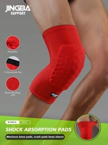 JINGBA SUPPORT 1入組蜂巢式防撞護膝，適用於籃球、騎行、排球膝部護理 - 紅色 - 查看 1