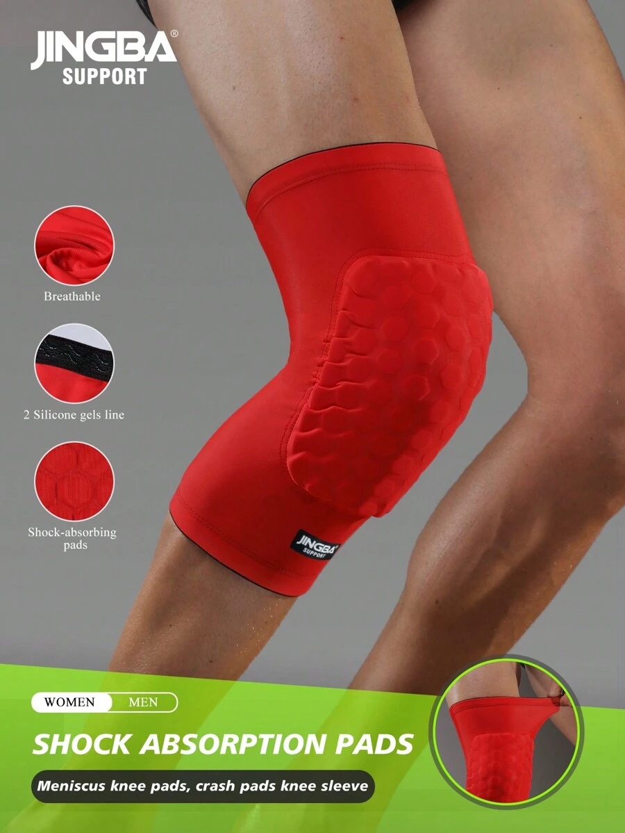 JINGBA SUPPORT 1入組蜂巢式防撞護膝，適用於籃球、騎行、排球膝部護理 - 紅色 - 查看 1