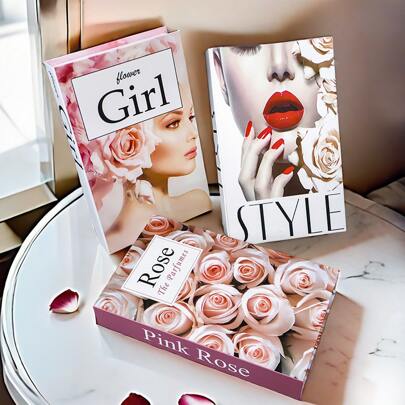 3/1pc 豪华假书装饰书籍家居装饰客厅配件时尚家居装饰道具书籍简约北欧茶几书籍女孩礼物 26.7cmx17cmx4.2cm，适用于多种场景（房间装饰、家居装饰、卧室装饰客厅装饰、办公室装饰、浴室装饰、/桌面装饰、电视柜、大堂、书架）各种节日礼物。