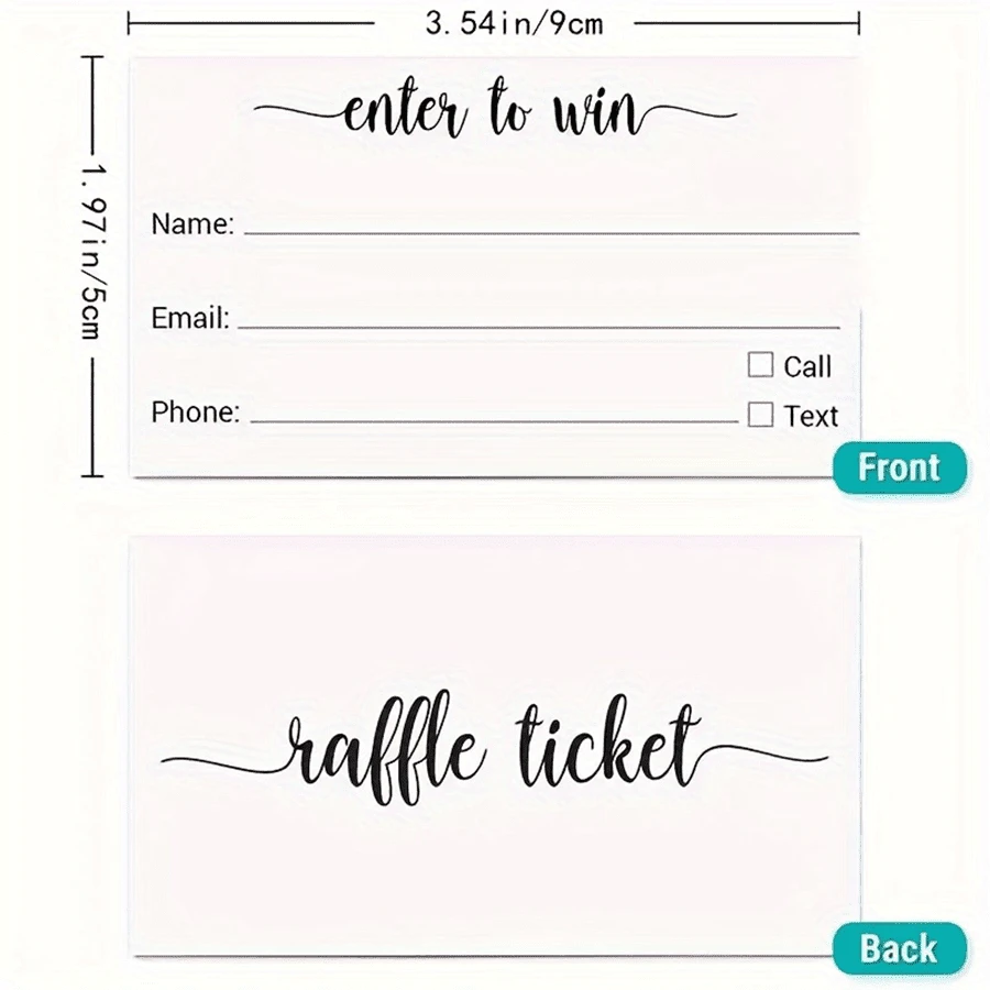 50pcs 3.5 X 2 Inch Entry Form Cards, Raffle Tickets - For Contests ...