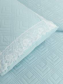 3-Piece Duvet Cover Set, Bedspread And Pillowcases With Ruffle Design: Comfort And Elegance For Your Bedroom - Blue - View 2