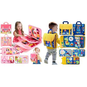 蒙特梭利玩具，幼兒學習等級17合1忙碌板，生活技能、數量、動物、繩索珠子、形狀、顏色、拼圖、字母，學生、文具、學校用品，適用於女孩/男孩生日禮物