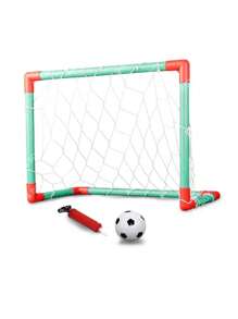 Gol Infantil Trave Golzinho de Encaixar Infantil Kit 2 Unidades com Bola e Bomba - Azul - Visão 8