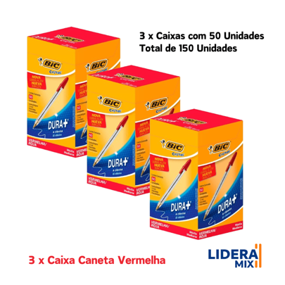 Kit Canetas Bic Média 1,0mm 3 Caixas - 150 Unidades