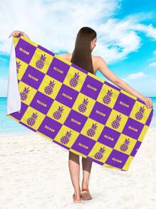 1入70*160cm個性化鳳梨圖案超細纖維沙灘巾，時尚泳池海邊度假戶外旅行休閒沙灘毯 - 彩色 - 查看 7