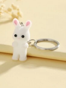Lindo llavero de conejo rosa con felpa, regalo perfecto para mujeres y niñas, llavero de estilo fashionable Y2K, adecuado para uso diario y como regalo perfecto para mejores amigas. Accesorios para automóvil, dije para bolso, gótico escolar - Multicolor - Ver 7