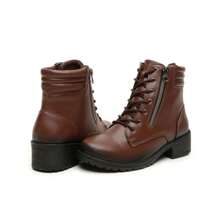 Coturno Feminino Salto Baixo Casual Leve Macio confortável elegante bota marrom