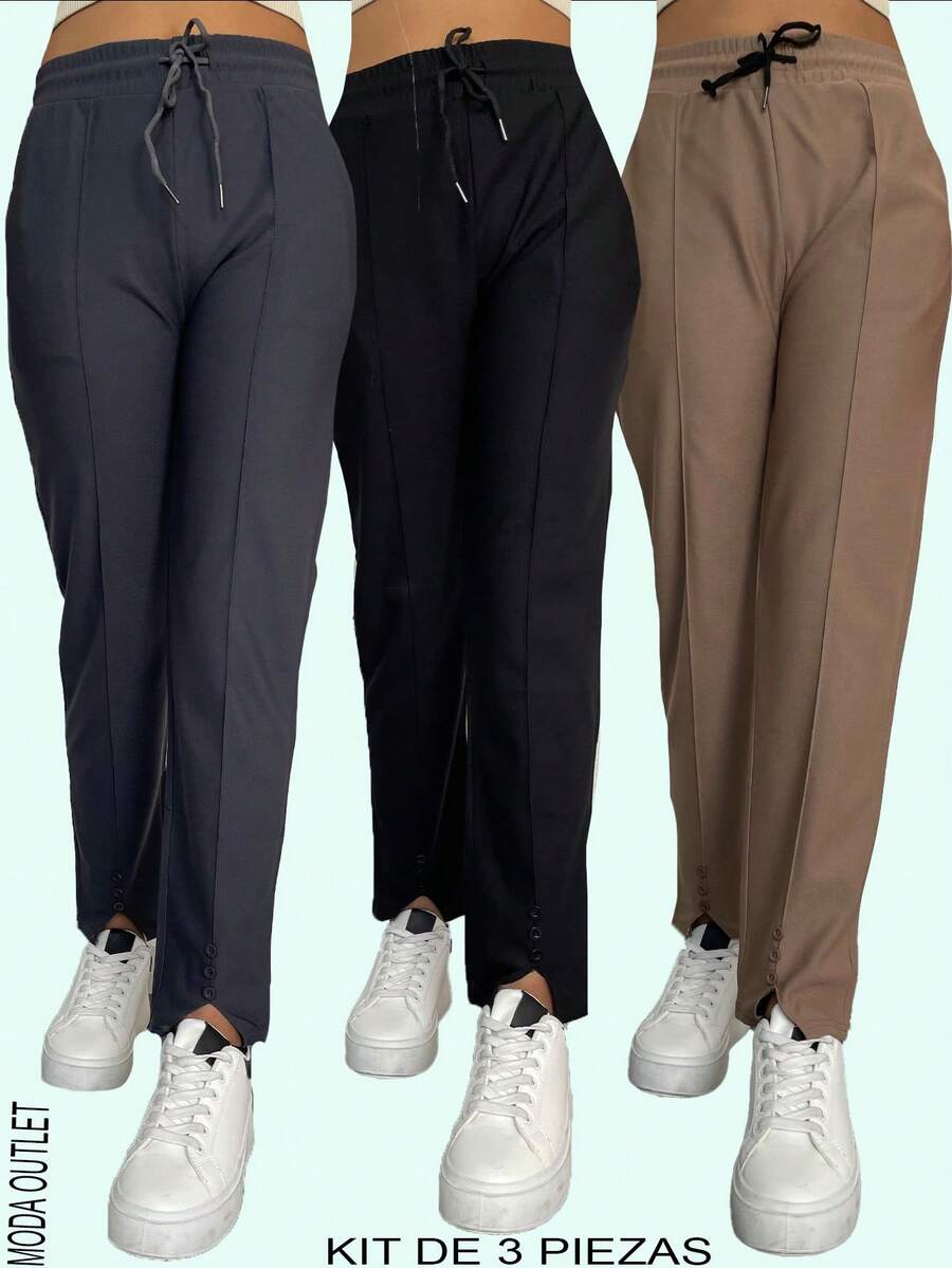 Kit  de 3 piezas de pantalón para dama diferentes colores y tallas - Multicolor - Ver 1