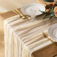 Cirelle 1 pieza Mantel de gasa estilo bohemio para bodas, baby shower/bridal shower, decoración de fiesta de vacaciones, corredor de mesa rústico de tela de vestir de queso de gasa