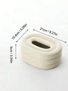 1pc Ceramic Tissue Box, Creamy White Circle Design Decorative Napkin Holder, Living Room Coffee Table Creative Decoration, Home Decoration, Ceramic Handkerchief Box, Tissue Box Cover, Napkin Dispenser Tray, Home Decorations, Home Organization And Storage, Room Decor, Kitchen Accessories, Kitchen Tools, Organizer Kitchen, Travel, Holiday, Napkin Holder, Festival Family Gathering, For Home Kitchen Dining Room, Decorative Box, Women Wedding Gift, Summer Travel Holiday Festival Must-Have