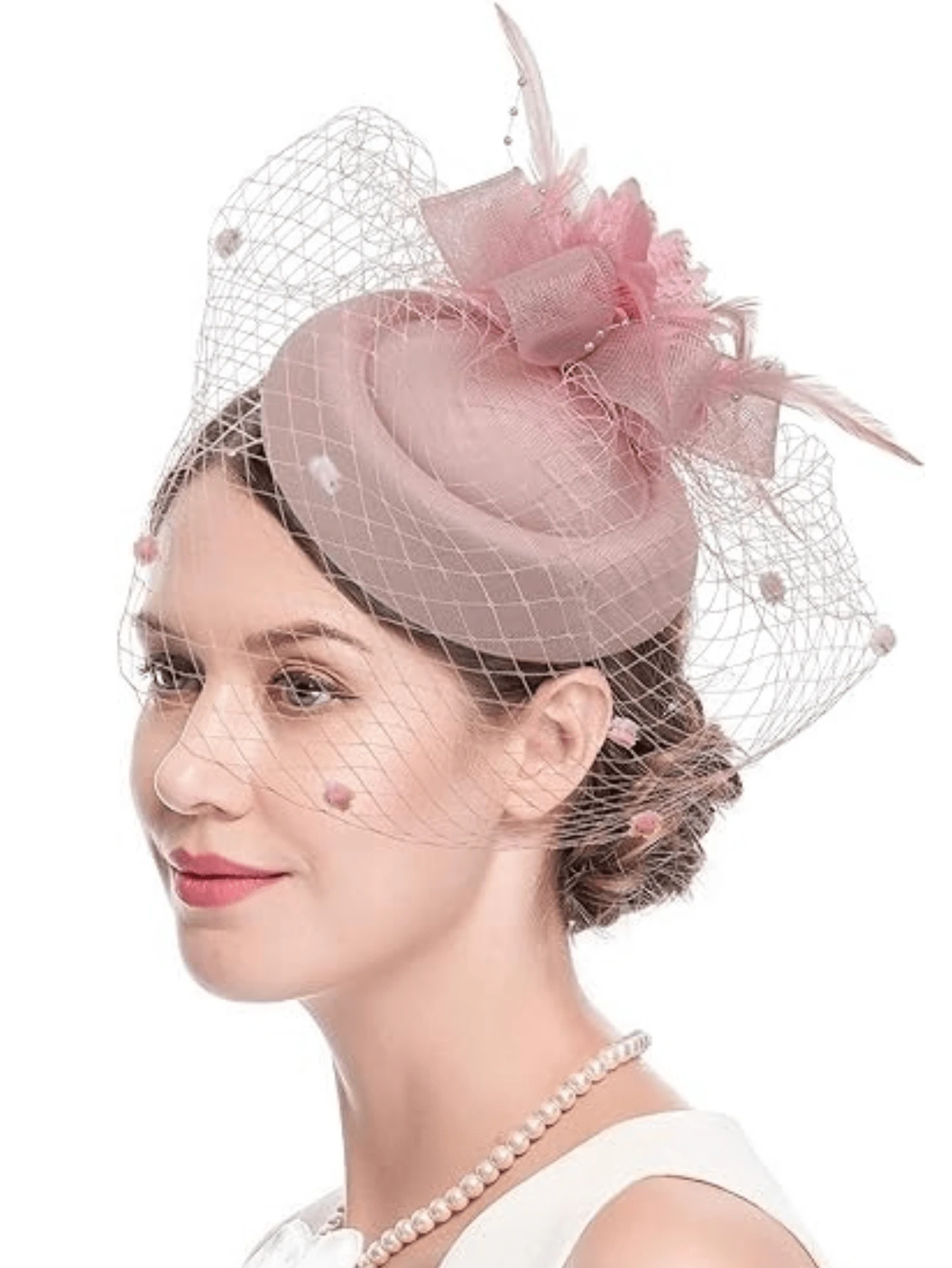 1 Piece In Dusty Pink Fascinator Hats For Women 20s 50s Vintage Pillbox Hat Kentucky Derby