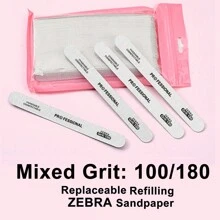 NailShine 50pcs Grey Replaceable Sandpaper Filing Strips, Tear-Resistant, Washable, Reusable, 100/180 Grit (Stainless Steel Plate Not Included, Please Buy Separately) - Grey - View 12