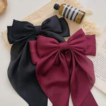 1 Large Bow Spring Clip For Women, Simple And Solid Color Matching, Suitable For Wearing Out