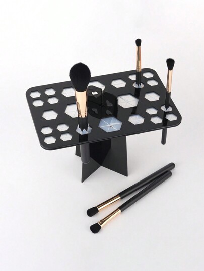 حامل عرض وتخزين فرش المكياج أكريليك قطعة واحدة ، حامل فرش 14/26 فتحة