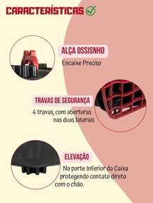 Caixa de Transporte Para Cães e Gatos N3 Capacidade Para 7kg Travas Simultâneas - Vermelho - Visão 3