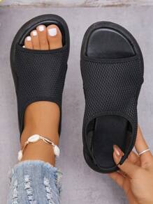 Women's Fashionable Breathable Mesh Elastic Band Comfortable Lightweight Flat Sandals