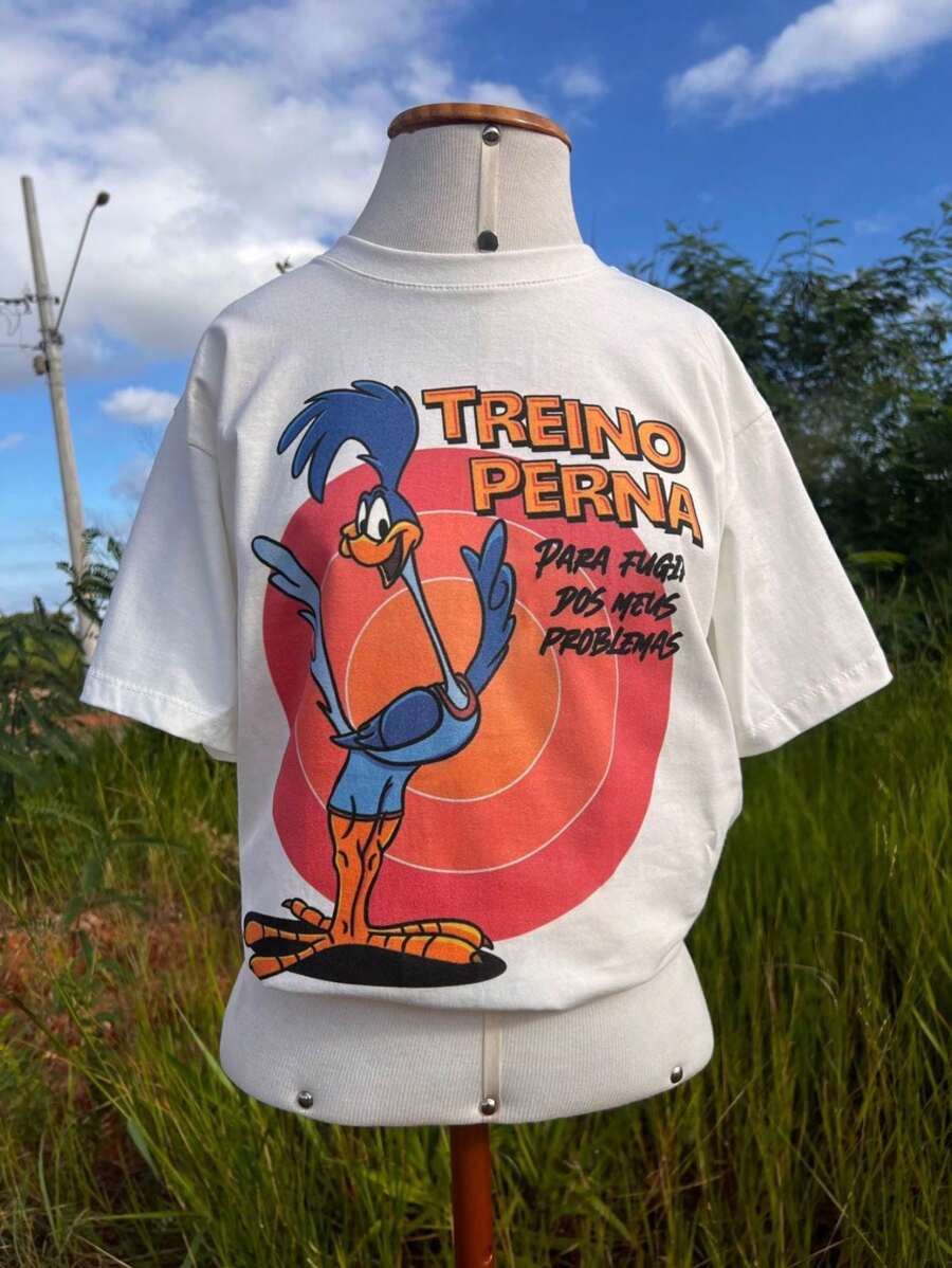 Camiseta Papa-Léguas Que Treina Pernas - Creme