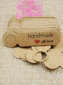 100 Cái/gói Thẻ Quà Tặng Handmade DIY Nhãn - màu nâu - Xem 2