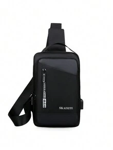 1 件大容量、耐磨、时尚、舒适的斜挎包，适用于平板电脑、书籍、手机、雨伞、移动电源、户外活动、旅行、购物、散步、徒步旅行父亲节礼物爸爸大学包斜挎包单肩包侧包假期工作周末暑假随身携带实用大容量黑色礼物个性化礼物男士男朋友丈夫 - 黑色 - 查看 5