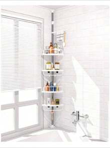 Cesta de ducha de 4 niveles ajustable, para esquina, champú, acondicionador, jabón,Esquinero Organizador Estante De Almacenamiento Para Baño - Blanco - Ver 8