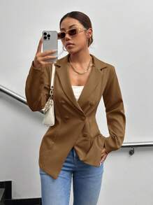 Women Blazers - 棕色 - 查看 4